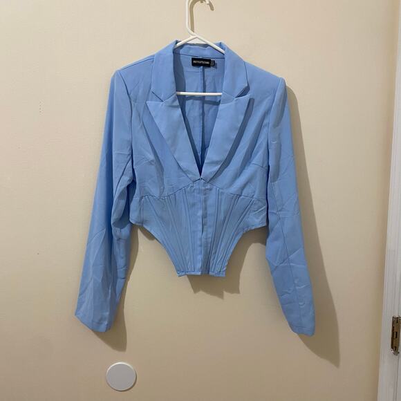 PrettyLittleThing Sky Blue Corset Blazer Size 6 - Picture 1 of 7
